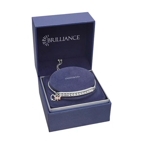 Brilliance Fine Silver Plated INSPIRED Crystal Bar Bracelet - Picture 1 of 5